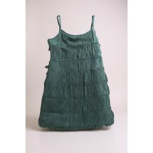 1920s Flapper Charleston Fringe Tassle Gatsby Dress Green Womens Size 2XL